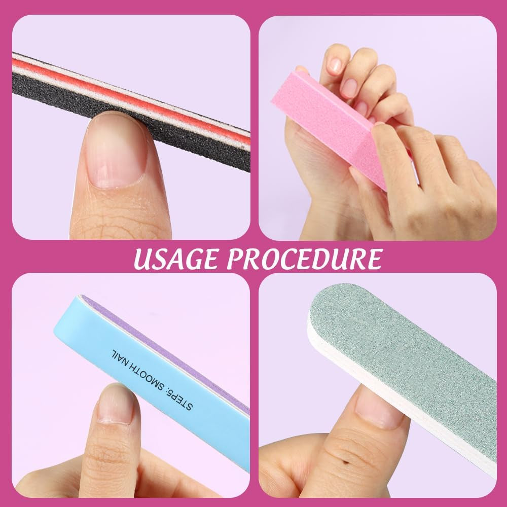 FANDAMEI 20 Stücke Buffer Für Nagel, Nagelfilen Für Gelnägel, Profi Nagelfeile 100/180, Polierfeile Fingernägel, Filen Für Gelnägel, Manikúra & Pedikúra Set