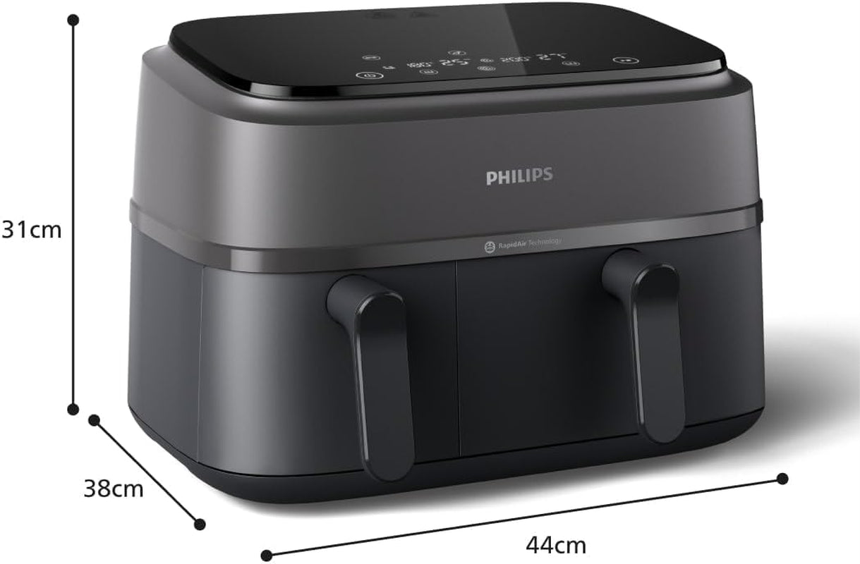 Philips Dual Basket Airfryer 3000 Series se snídaňovou sadou, 9 litrů, 2 zásuvky Domácí spotřebiče Naty Shop