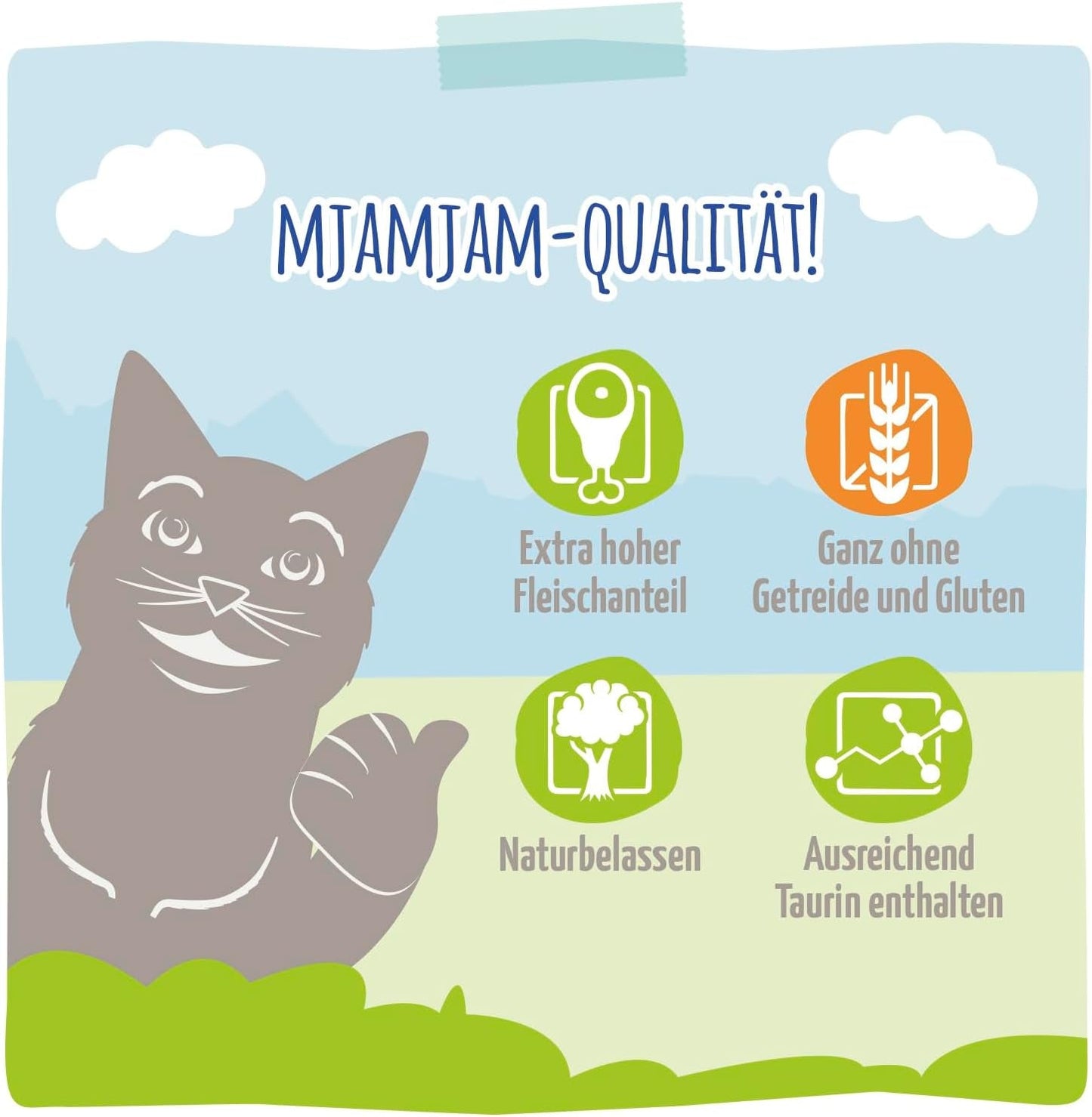 MjAMjAM - prémiové mokré krmivo pro kočky - rafinovaný pstruh se šťavnatým kuřetem, balení 6 ks (6 x 400 g), bez obilovin