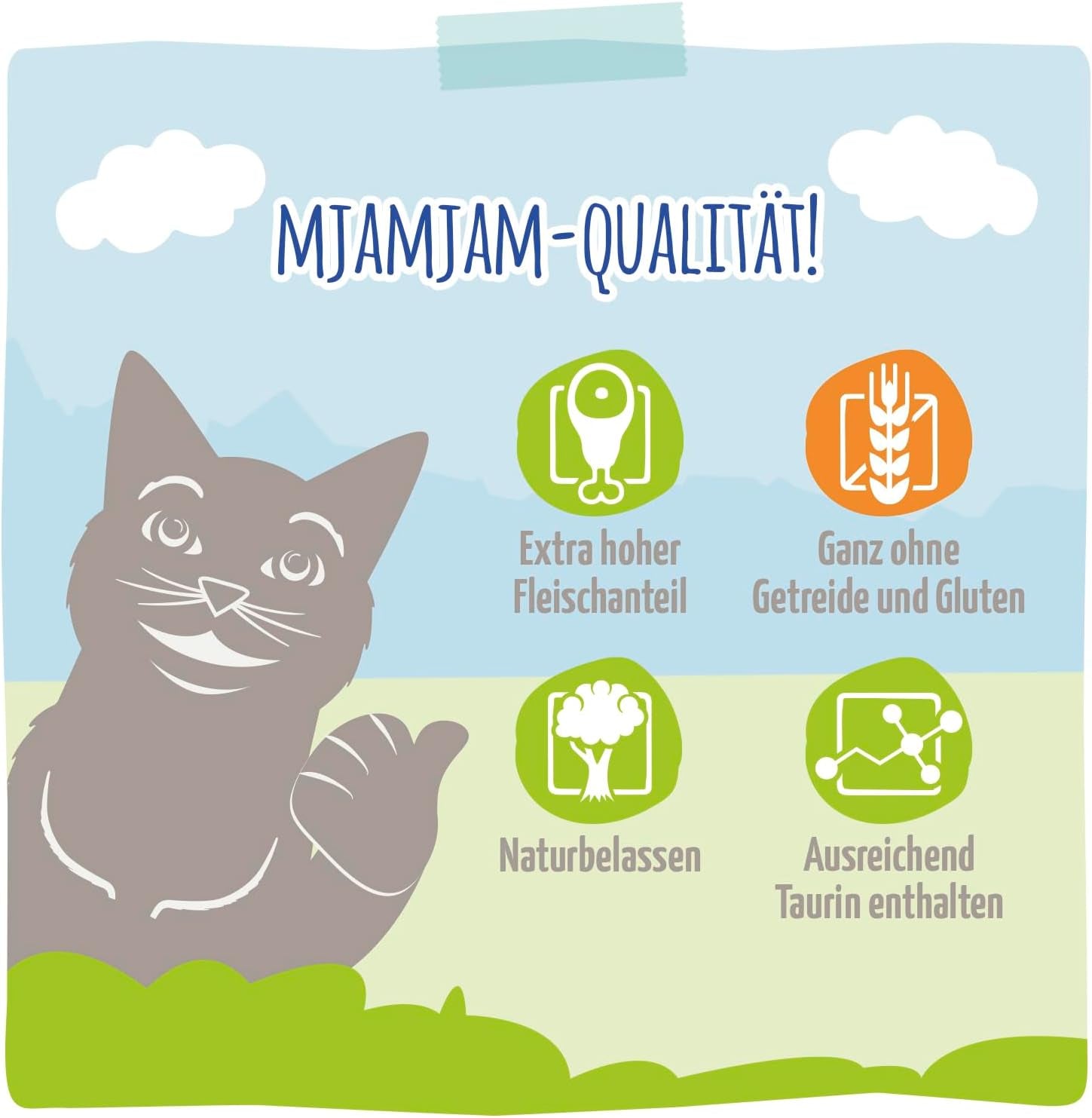 MjAMjAM - prémiové mokré krmivo pro kočky - rafinovaný pstruh se šťavnatým kuřetem, balení 6 ks (6 x 400 g), bez obilovin