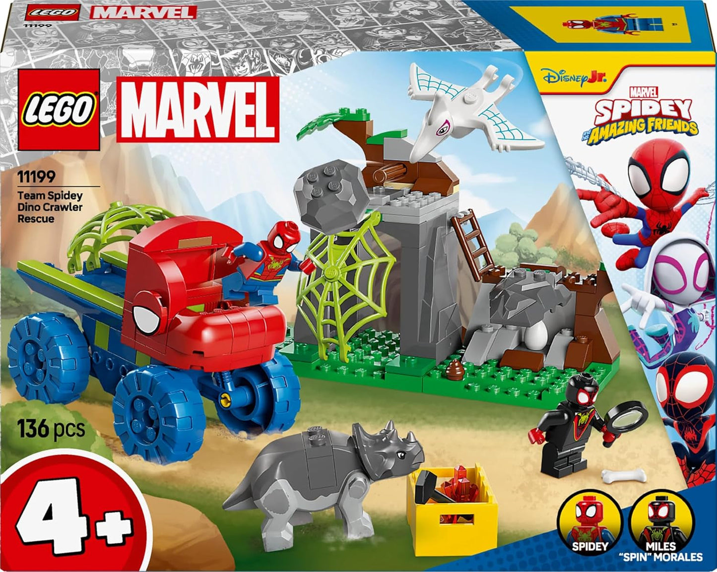 LEGO Marvel Spideyho tým na záchranné misi v Dino Truck Stavebnice autíčka pro superhrdiny Dobrodružná sada pro děti 4+ Spidey a jeho super přátelé 11199 stavebnic Besuche den LEGO-Store