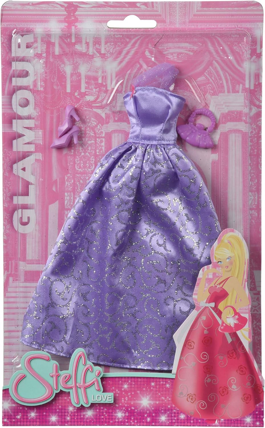 Simba 105723369 - Steffi Love Glamour / Sada oblečení pro panenky / 3 různé položky / V ceně je pouze jedna položka / Plesové šaty pro všechny panenky 29 cm / Panenka není součástí dodávky