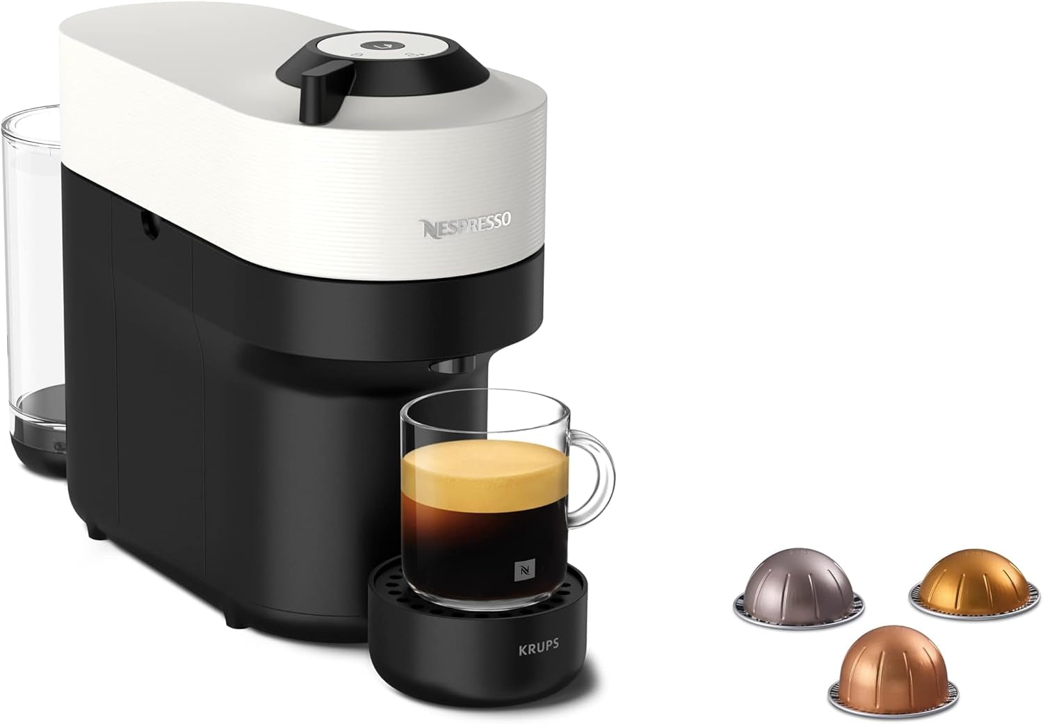Espresso kávovar s kapslemi Nespresso Krups Vertuo Pop, objem: 560 ml, automatické rozpoznání kapslí, systém jedním dotykem, 4 velikosti šálků, zkrácená doba ohřevu, udržitelný, Aqua Mint, XN9204