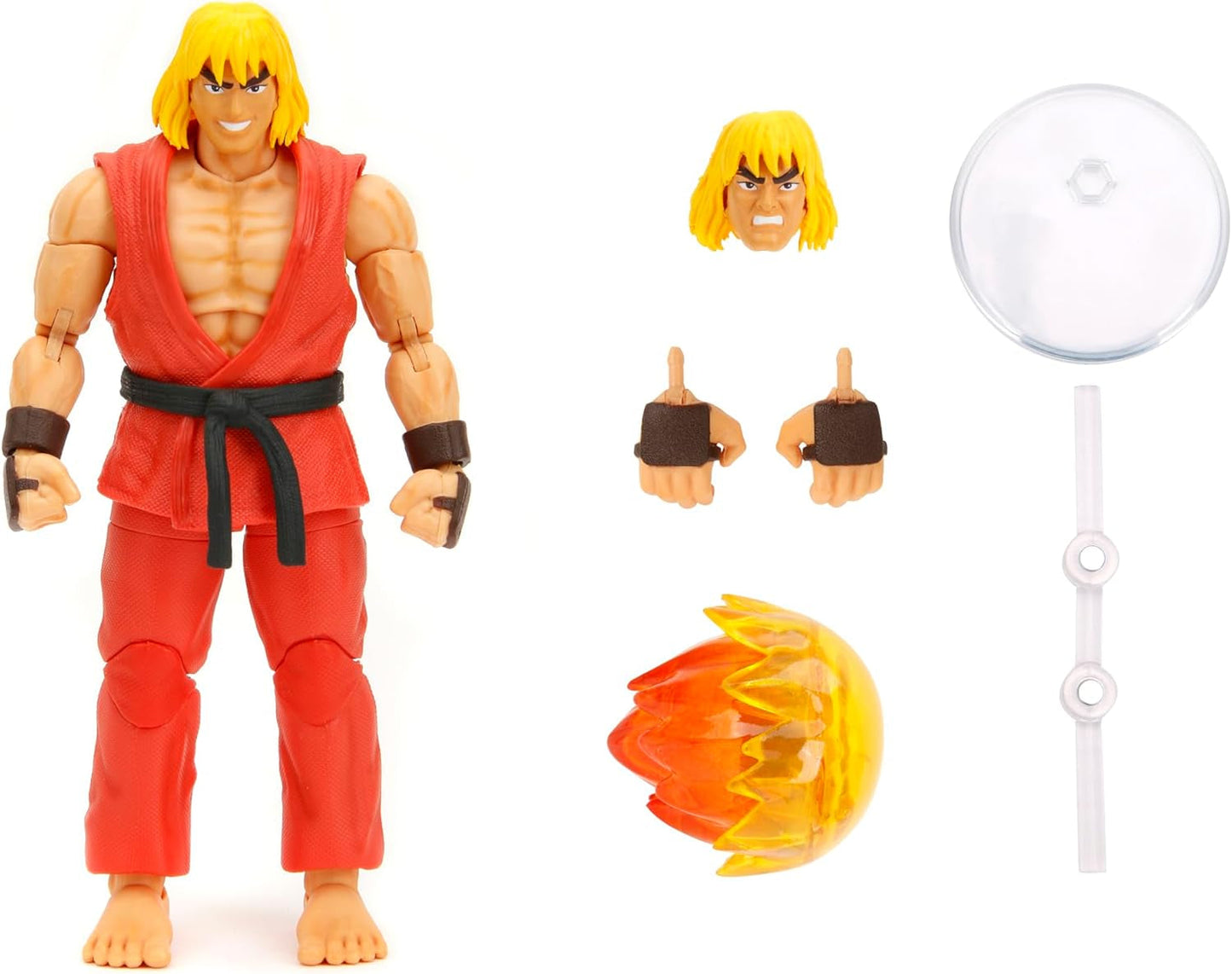 Figurka Jada Toys Street Fighter Guile (15 cm) - Street Fighter 2: The Final Challengers Sběratelská pohyblivá akční figurka s alternativní hlavou, rukama a doplňky, akční figurky od 13 let Naty Shop Ken