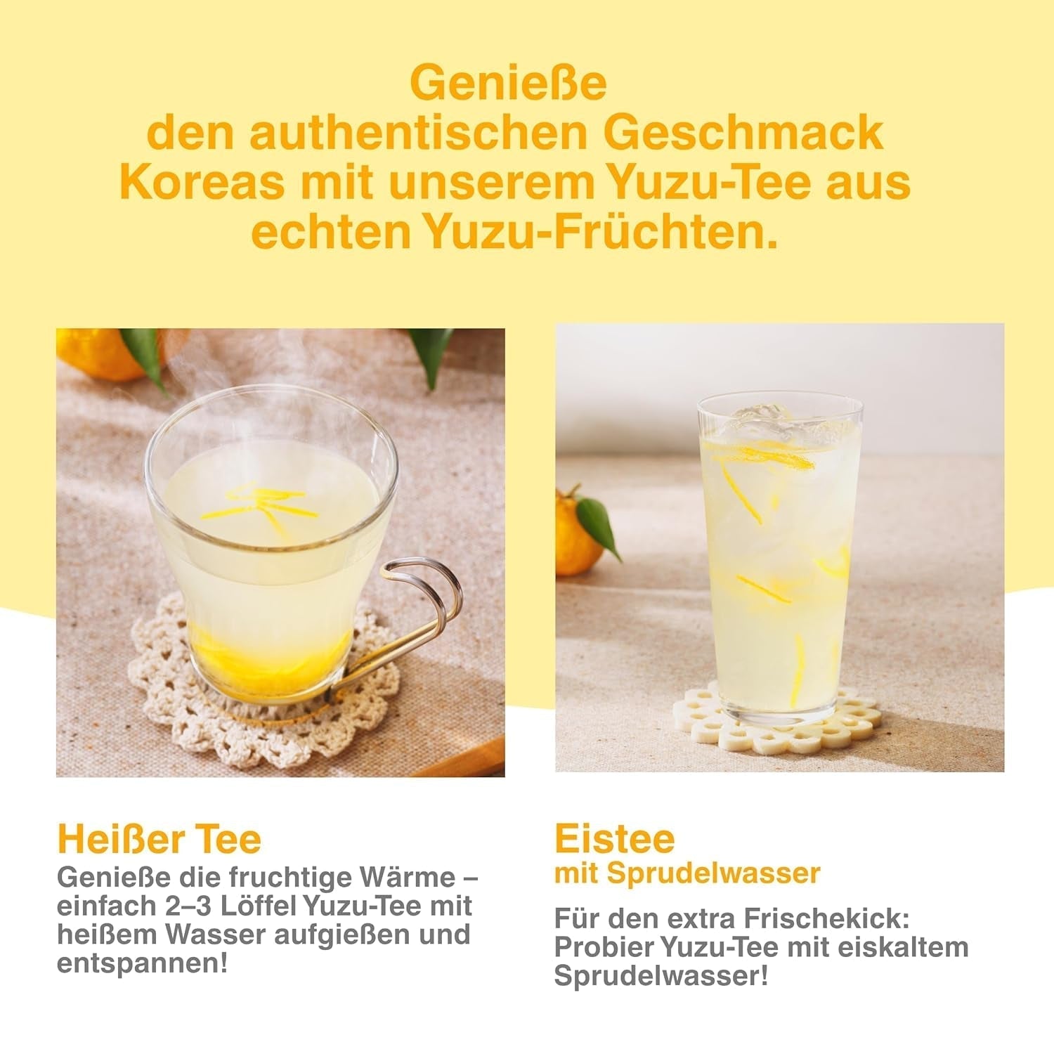 Korejský nápoj Easycookasia – čaj Yuzu | Ovocné, sladké a citrusové | S vitamínem C | Na čaj, limonádu, koktejly a dezerty | Objevte asijskou čajovou kulturu (500g)