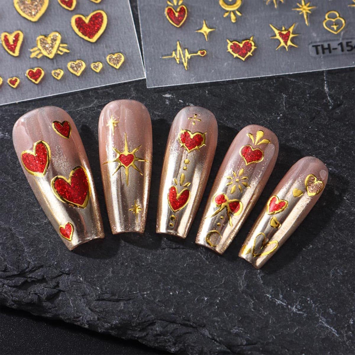 JMEOWIO Nálepka na nehty Mond Stern 10 Blatt Nálepka na nehty Selbtklebend Nagelaufkleber Dekoration Nageldesign Zubehör