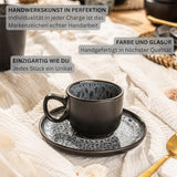 SANGER Sydney | Keramický šálek na espresso sada 12 ks, sada mocha šálků pro 6 ks, šálky a podšálky, vhodné do myčky a mikrovlnné trouby, tmavě šedá, 80 ml | SBÍRKA HODNOT