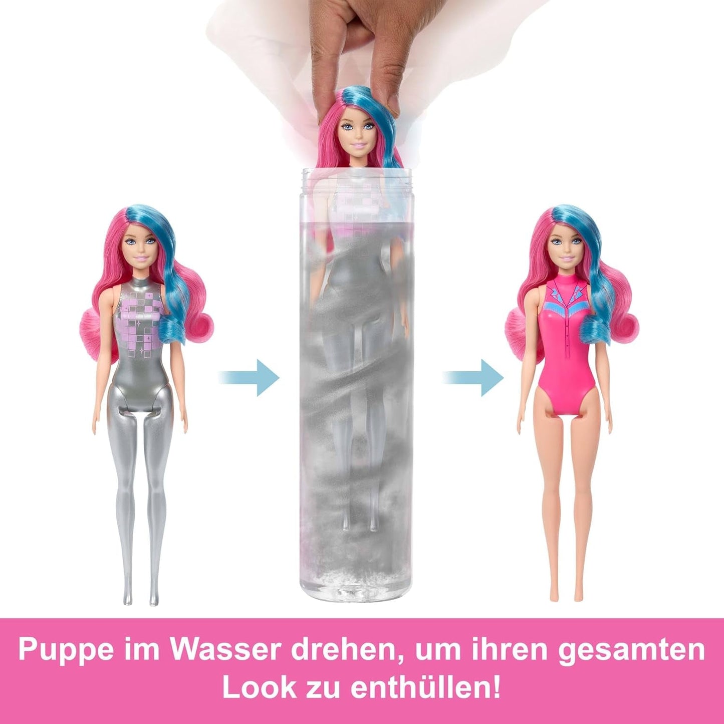 Panenka Barbie Color Reveal a doplňky se 6 překvapeními, řada Disco Star s kovovými třpytkami a topem měnícím barvu (styly se mohou lišit), JCP01, 32 cm