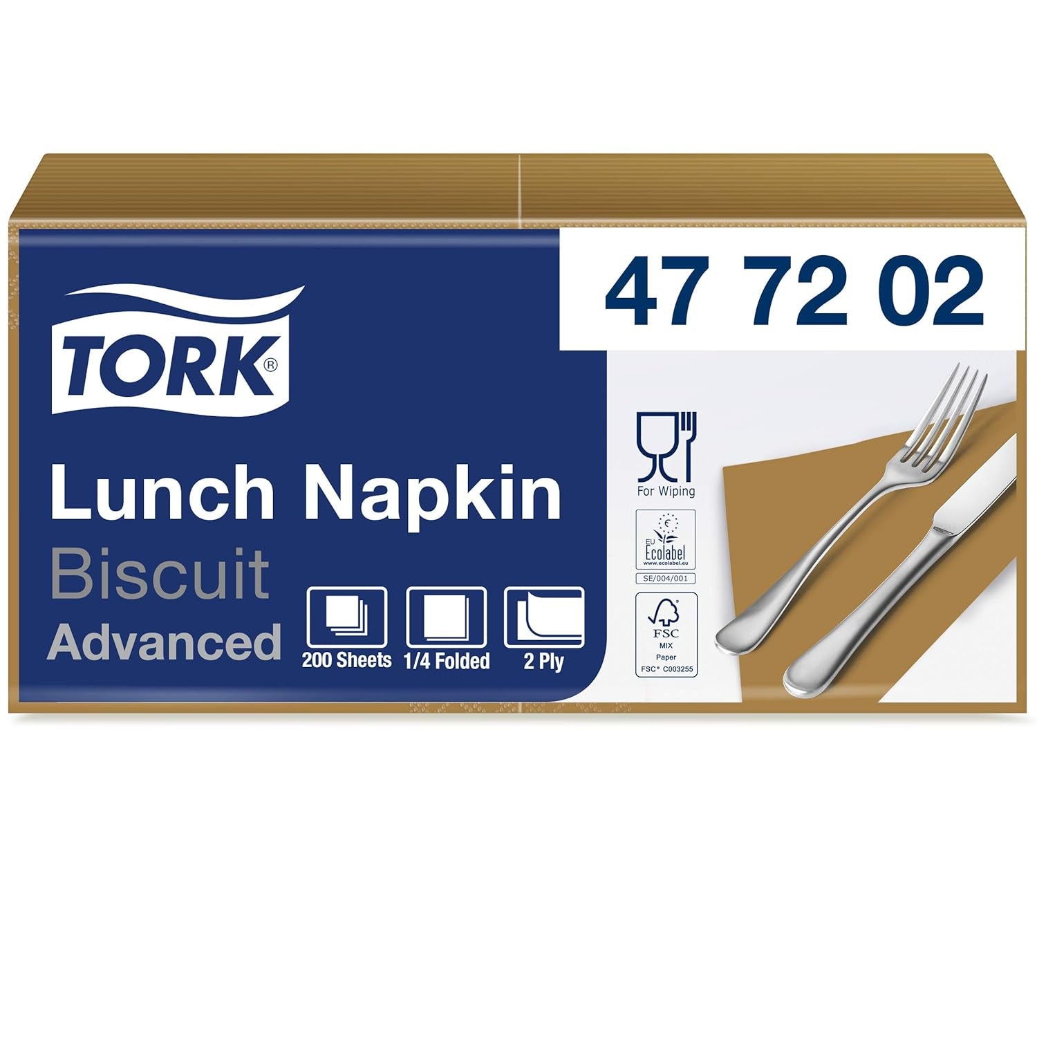 Tork 477840 Limetkové ubrousky na oběd / 2vrstvé ubrousky pro malá jídla nebo svačiny / Pokročilá kvalita / 10 x 200 (2000) papírové ubrousky / 32,6 x 33 cm (d x š) / 1/4 skládání