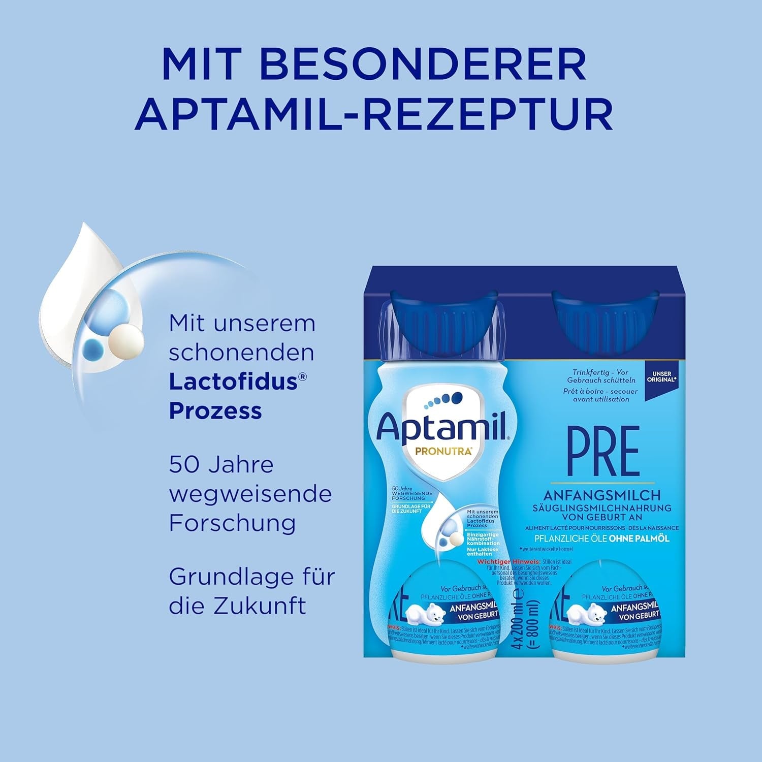 Aptamil Pronutra Pre - Kojenecká výživa od narození - S rostlinnými oleji, bez palmového oleje - 6 x 4 x 200 ml (4800 ml)