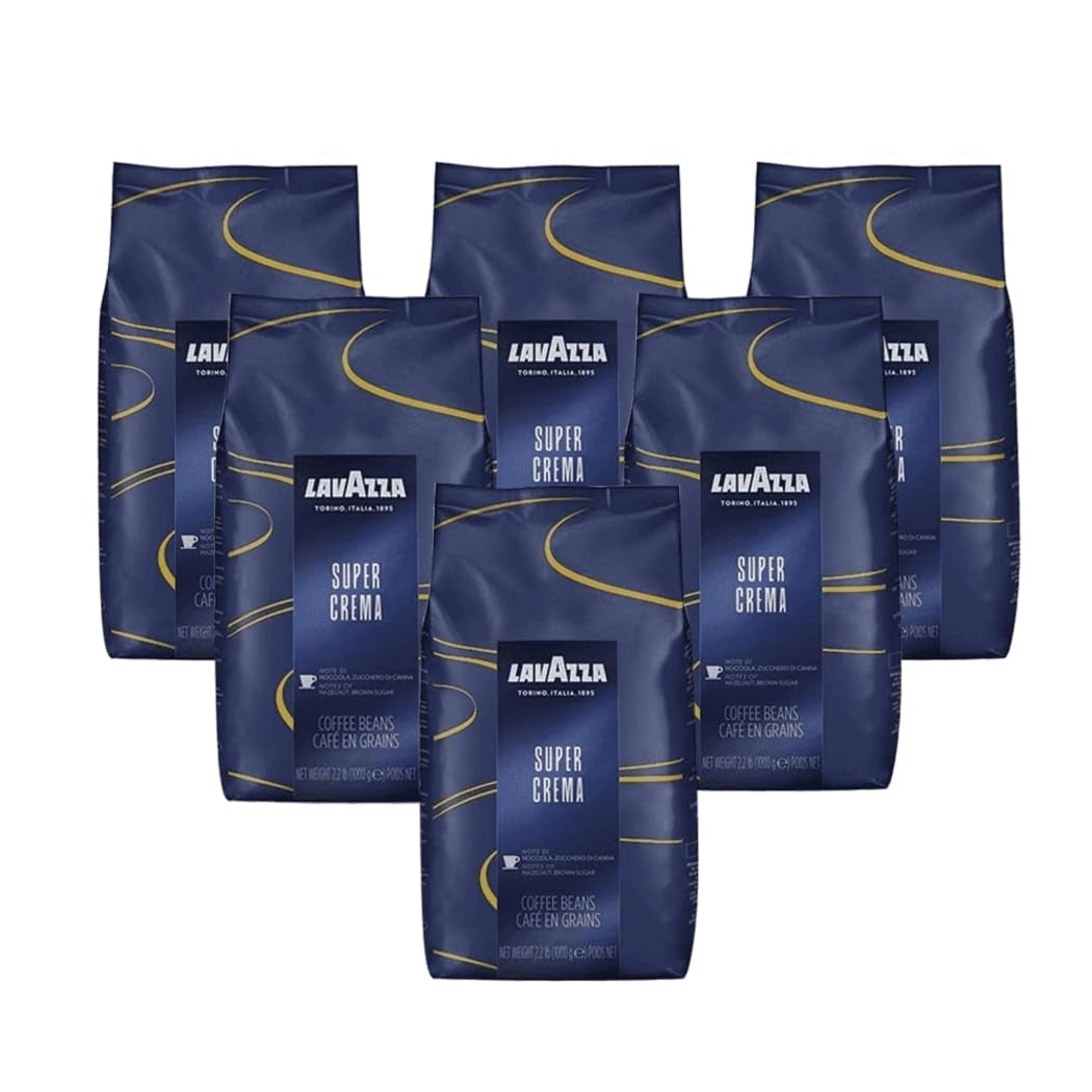Káva Lavazza Espresso Super Crema, celá zrna, mletá káva, balení 6 ks, 6 x 1000 g