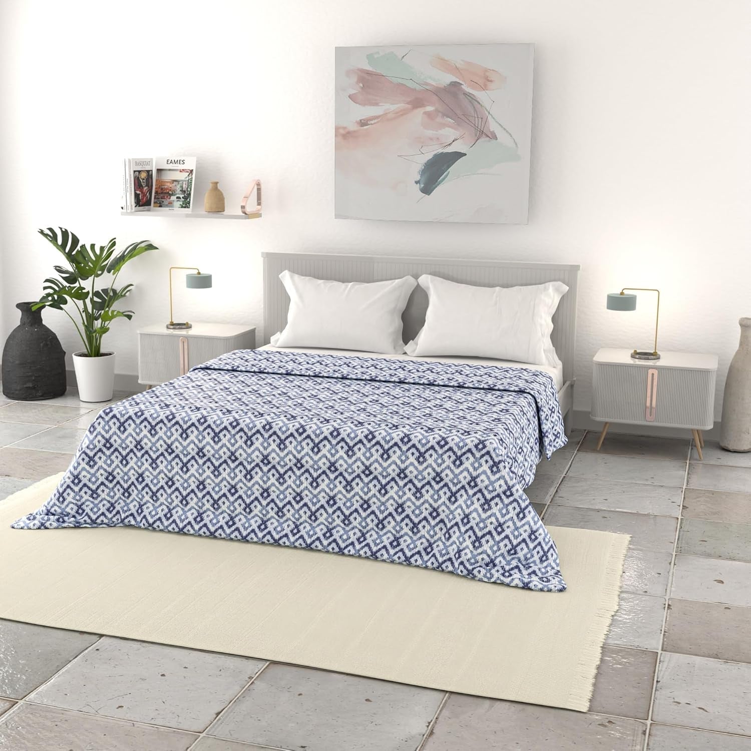 Italské povlečení, základní letní přehoz, potištěné mikrovlákno, 250X240Cm, Rombi Přehozy a přikrývky Naty Shop Rombi 250X240Cm