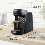 Bosch Tassimo finesse espresso na kapsle TAS162E, 70 nápojů, intenzivnější káva stisknutím tlačítka, automatické vypínání, udržitelné, perfektní dávkování, 1400 W, černá/černá