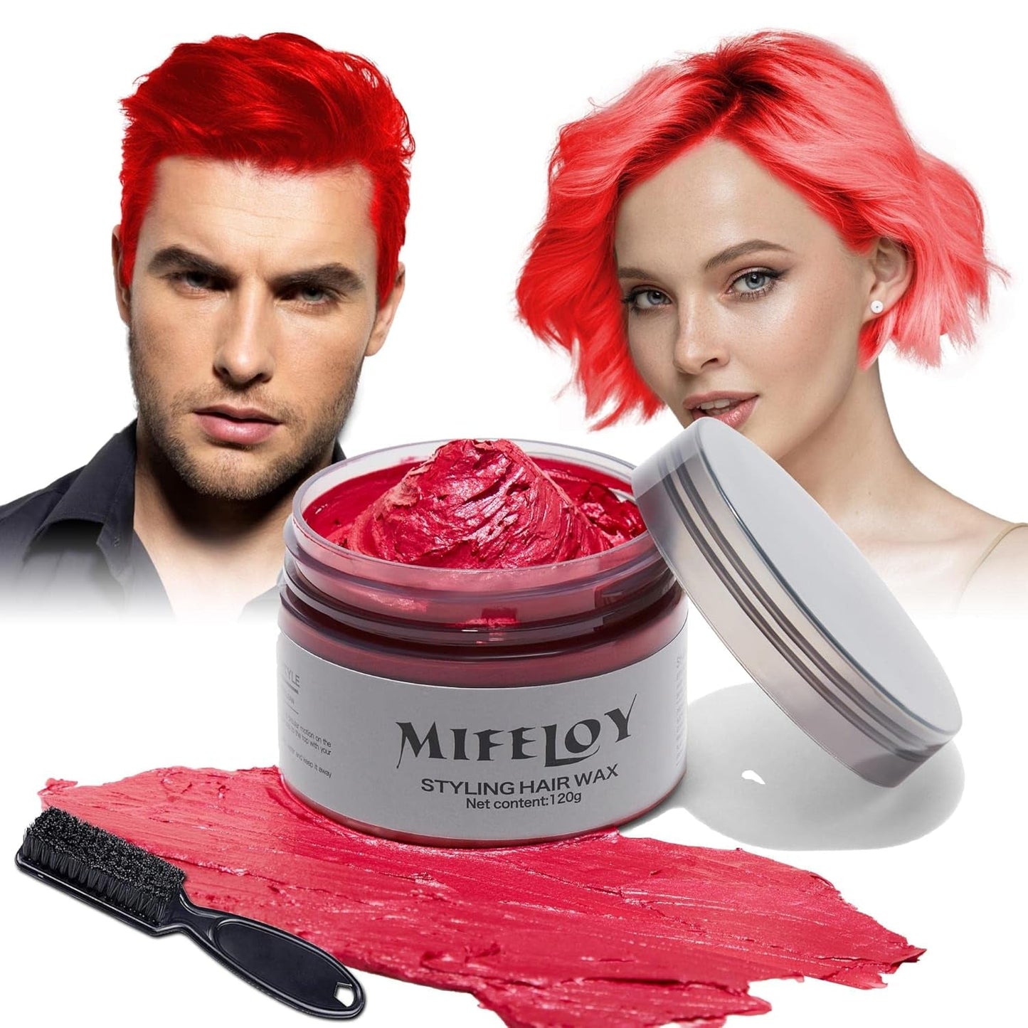4,23 oz Fialový odstín na vlasy Dočasná barva na vlasy se štětci, Muži Ženy Vosk pro styling vlasů, Instantní krém na vlasy Bahno Přírodní Pomáda na účesy, DIY Cosplay Halloween Vosk na vlasy Barva na vlasy Naty Shop Červená
