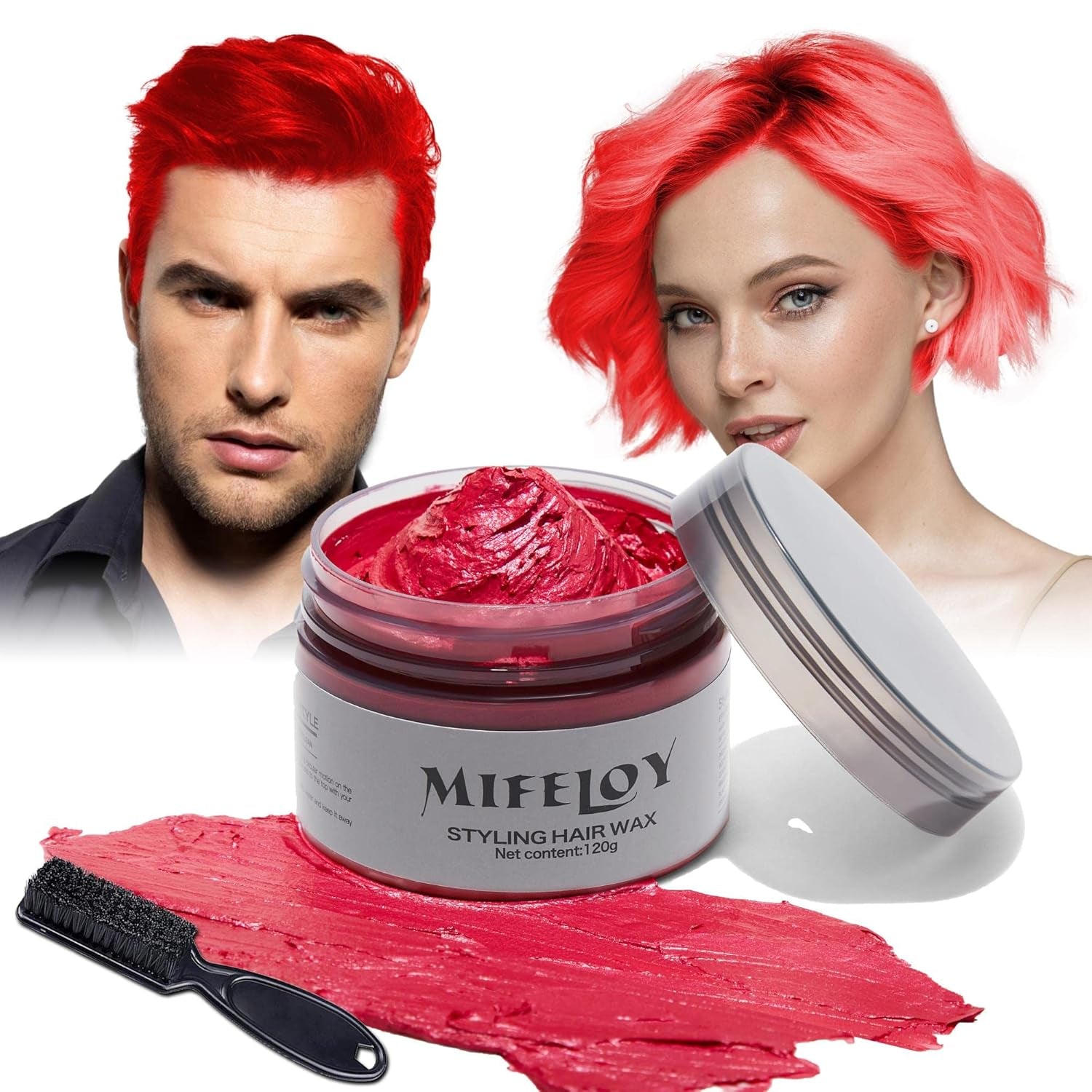 4,23 oz Fialový odstín na vlasy Dočasná barva na vlasy se štětci, Muži Ženy Vosk pro styling vlasů, Instantní krém na vlasy Bahno Přírodní Pomáda na účesy, DIY Cosplay Halloween Vosk na vlasy Barva na vlasy Naty Shop Červená