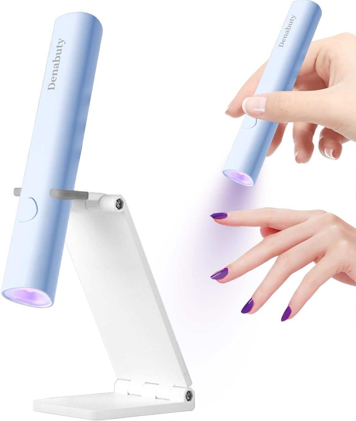Denabuty UV lampa na gelové nehty, Mini U V LED lampa na výměnu nehtů se stojánkem Tragbare Malá UV lampa na nehty na gelové nehty, pro Aushärten Von Nagelkleber & Nail Tips bílá