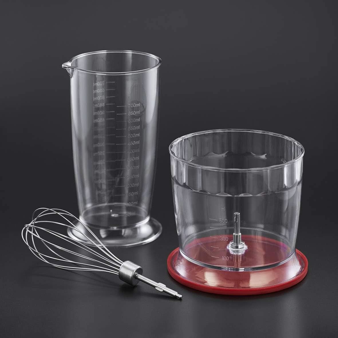 Russell Hobbs Stabmixer [3-v-1: Pürierstab/Zerkleinerer, Mixer- & Schneebesenaufsatz] Desire Rot (Bpa-Free & Spülmaschinenfestes Zubehör, Für Smoothie, Suppen Saucen, Joghurt Babynahrung) 24700-5