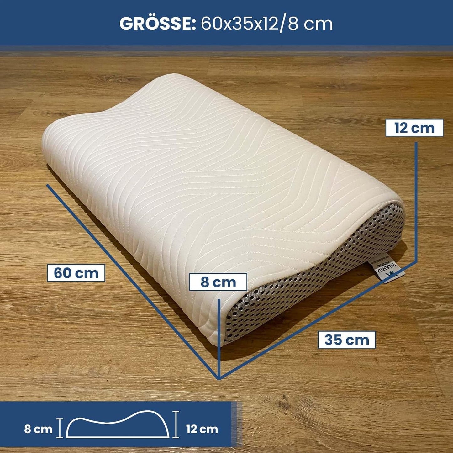 Valentia Medical Memory Foam Polštář na podporu krku Ortopedický polštář na bolest krku Polštář na krk s paměťovou pěnou Ultra měkký omyvatelný potah Krční ortopedické polštáře Naty Shop