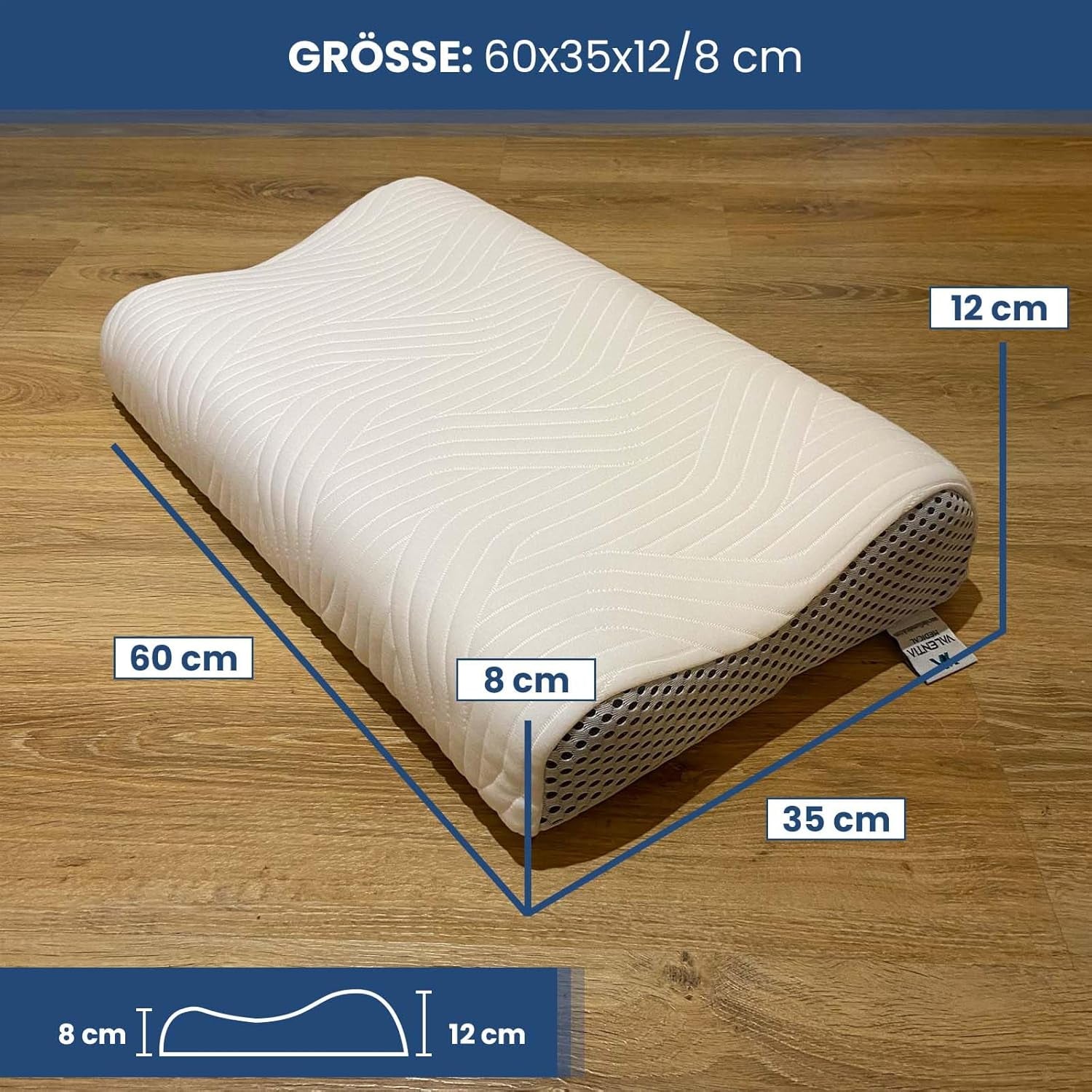 Valentia Medical Memory Foam Polštář na podporu krku Ortopedický polštář na bolest krku Polštář na krk s paměťovou pěnou Ultra měkký omyvatelný potah Krční ortopedické polštáře Naty Shop