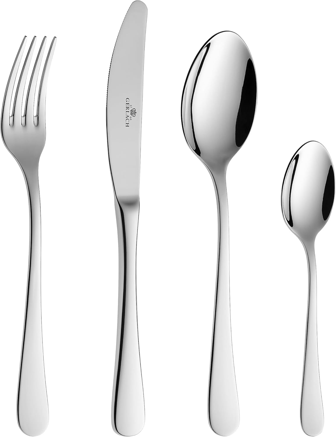 Gerlach Flow Besteck-Set 6 Personen Spülmaschinenfest Essbesteck Besteck Aus Edelstahl Messer Gabel Löffel Teelöffel Tafelbesteck Rostfrei 24 Stk, Silberglänzend Kuchyně Naty Shop Silberglänzend 24 El. V Einer Schachtel