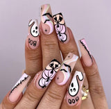 JMEOWIO Nálepka na nehty Halloween 9 Blatt Nálepka na nehty Selbtklebend Nagelaufkleber Süßes Gespens Kürbis Dekoration Nageldesign Zubehör