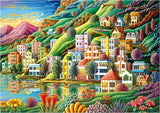 Educa - Puzzle 500 dílků pro dospělé | Barevná vesnice u jezera, puzzle 500 dílků pro dospělé a děti od 11 let, puzzle na šířku, ilustrace (19552) Puzzle Naty Shop