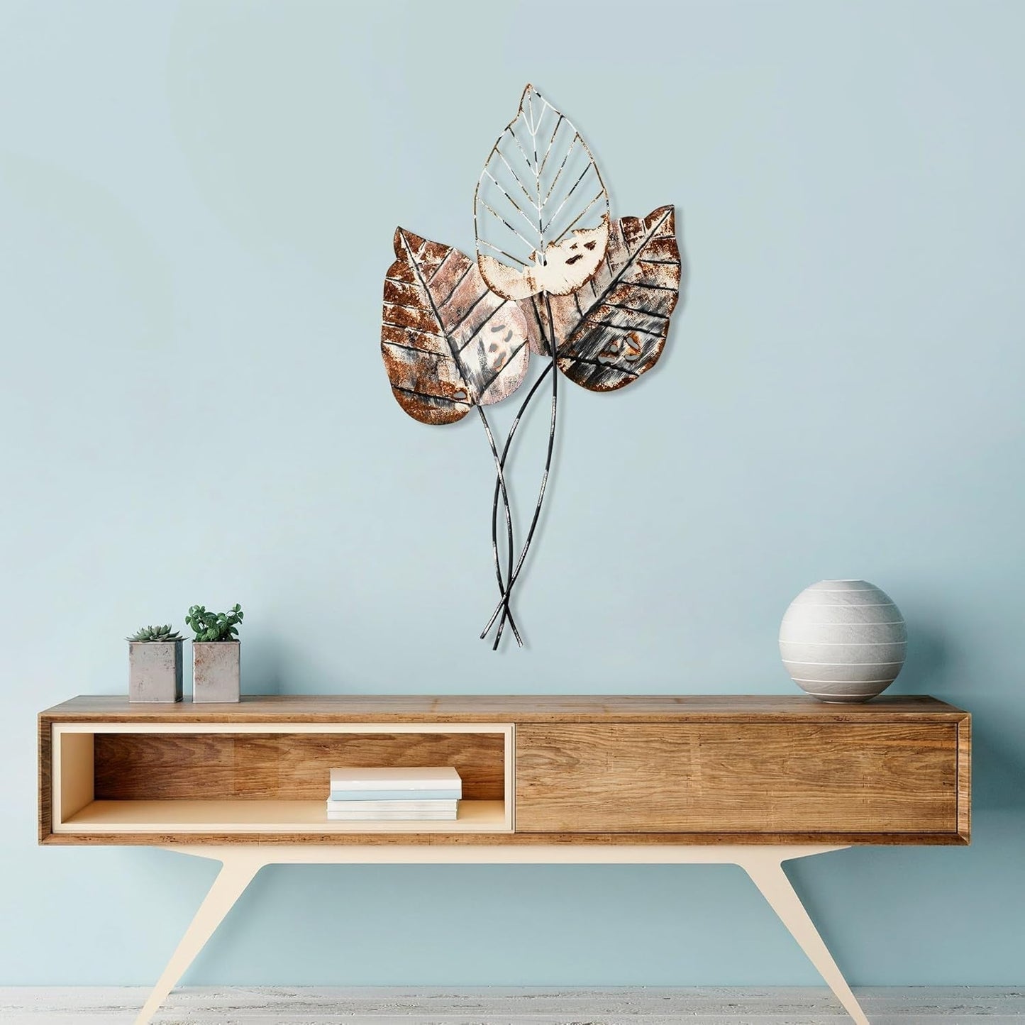 Ručně vyráběný kovový dekorační doplněk na zeď, 45 x 85 cm | 100% kov (1,5mm) | Jedinečný hnědý a černý design, ideální pro dekoraci interiéru | Sošky a plastiky Naty Shop Výchozí název