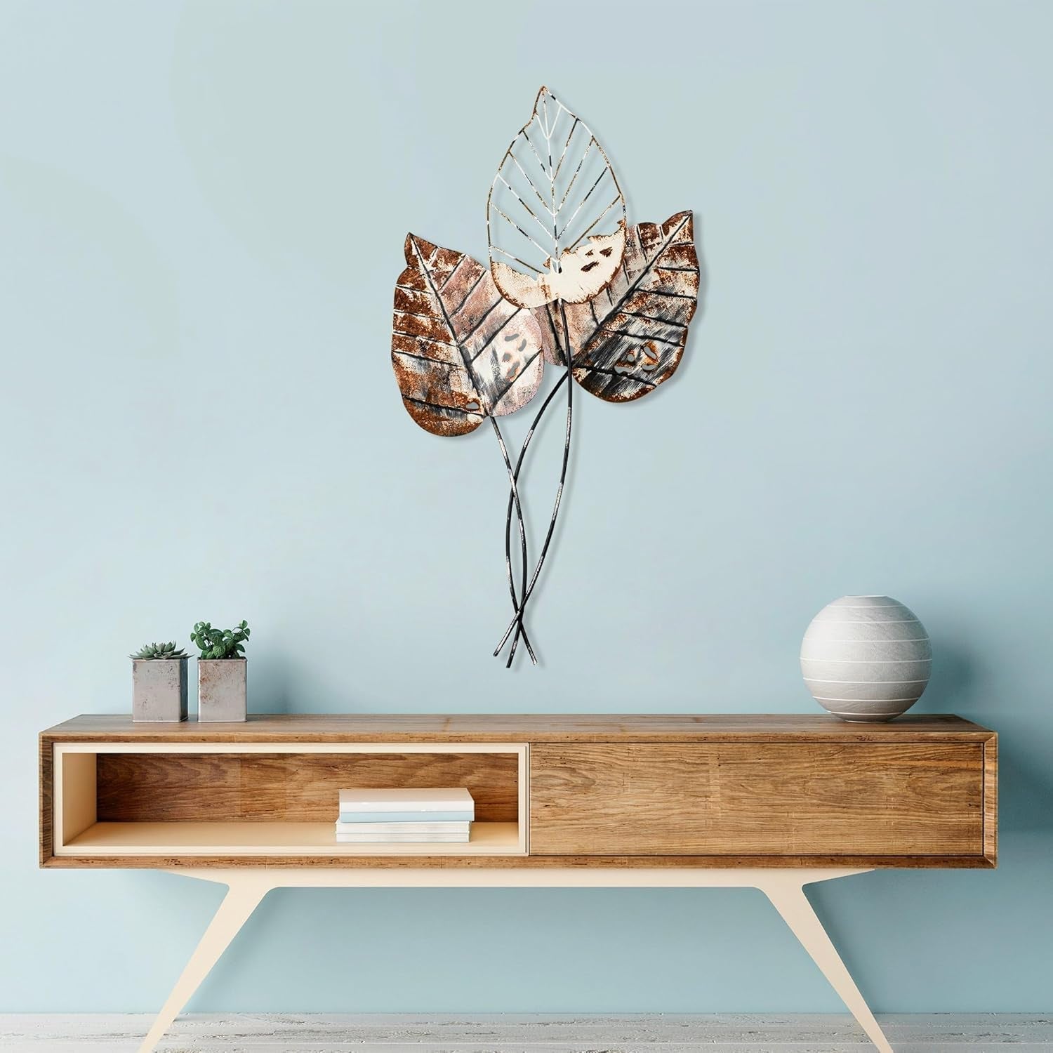 Ručně vyráběný kovový dekorační doplněk na zeď, 45 x 85 cm | 100% kov (1,5mm) | Jedinečný hnědý a černý design, ideální pro dekoraci interiéru | Sošky a plastiky Naty Shop Výchozí název