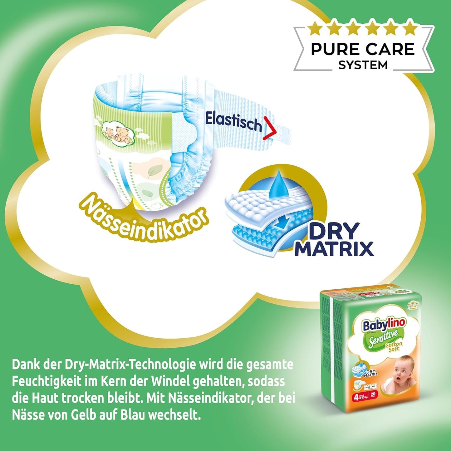 Dětské plenky Sensitive vel. 4, Maxi (8-13 kg), 20 kusů