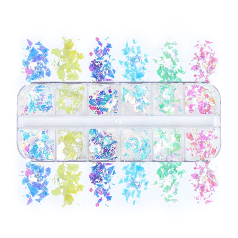 JMEOWIO Nail Glitter 12 Grids Mořská panna Nail Art Dekorace Příslušenství Nail Design