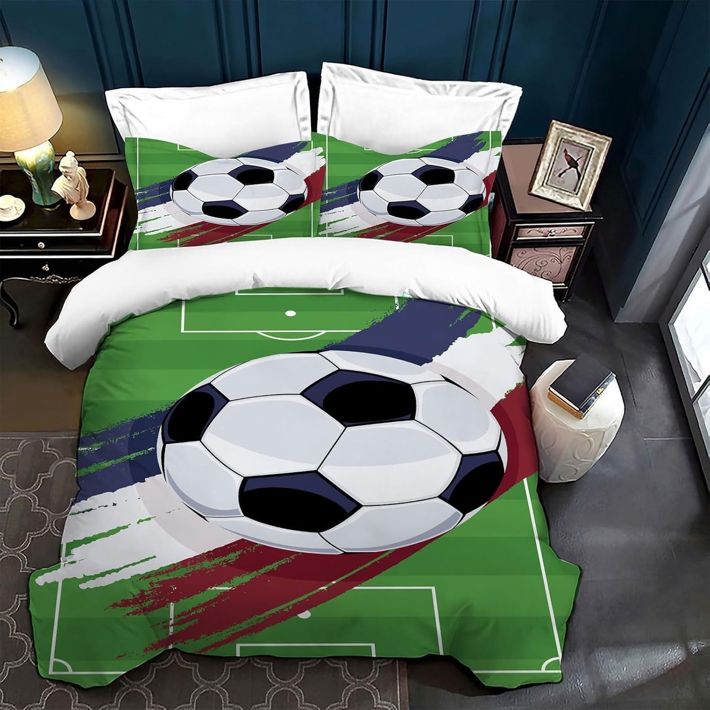 Dětské povlečení, fotbal, polyesterové mikrovlákno Povlečení dětské Naty Shop Zelená 200 X 200 Cm