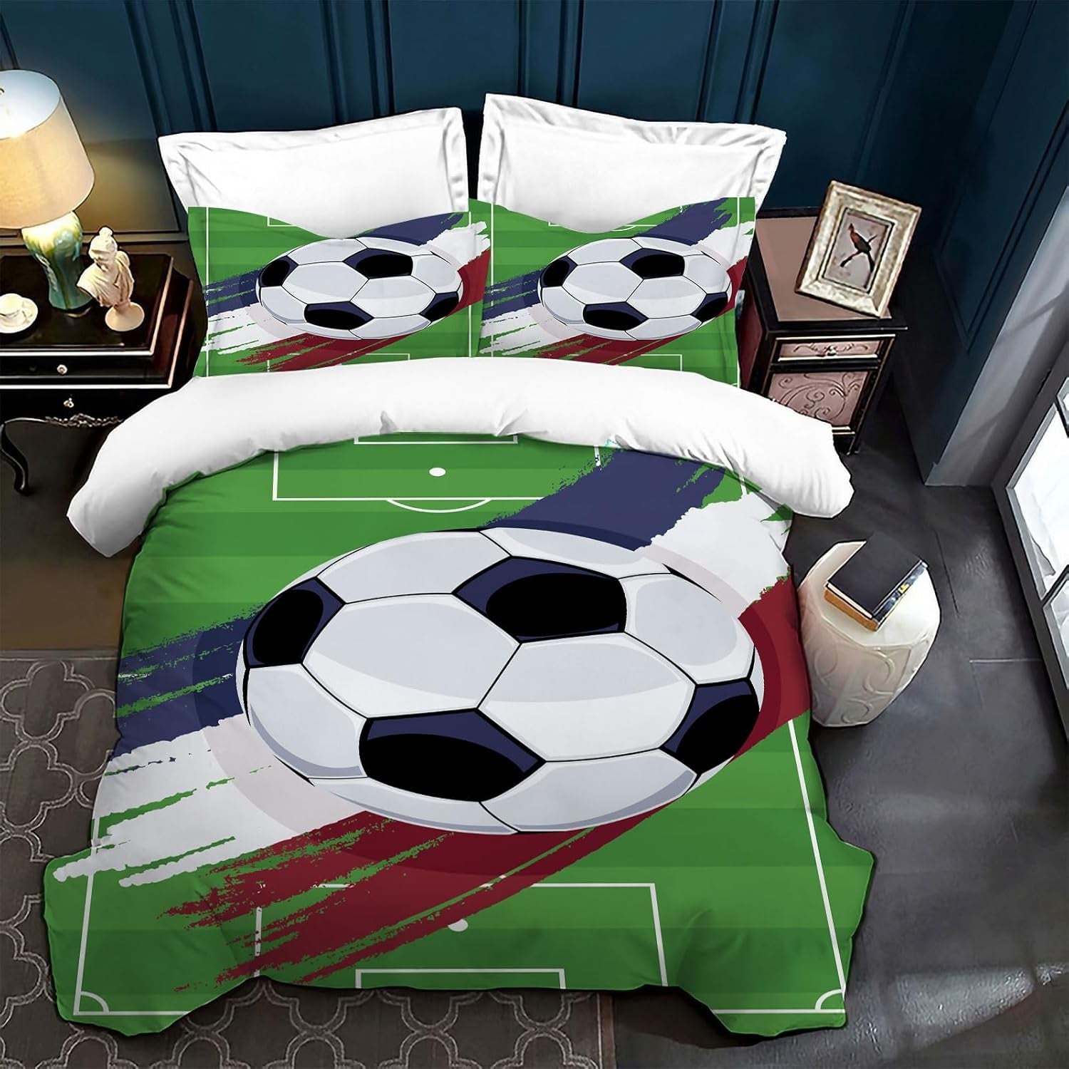 Dětské povlečení, fotbal, polyesterové mikrovlákno Povlečení dětské Naty Shop Zelená 200 X 200 Cm