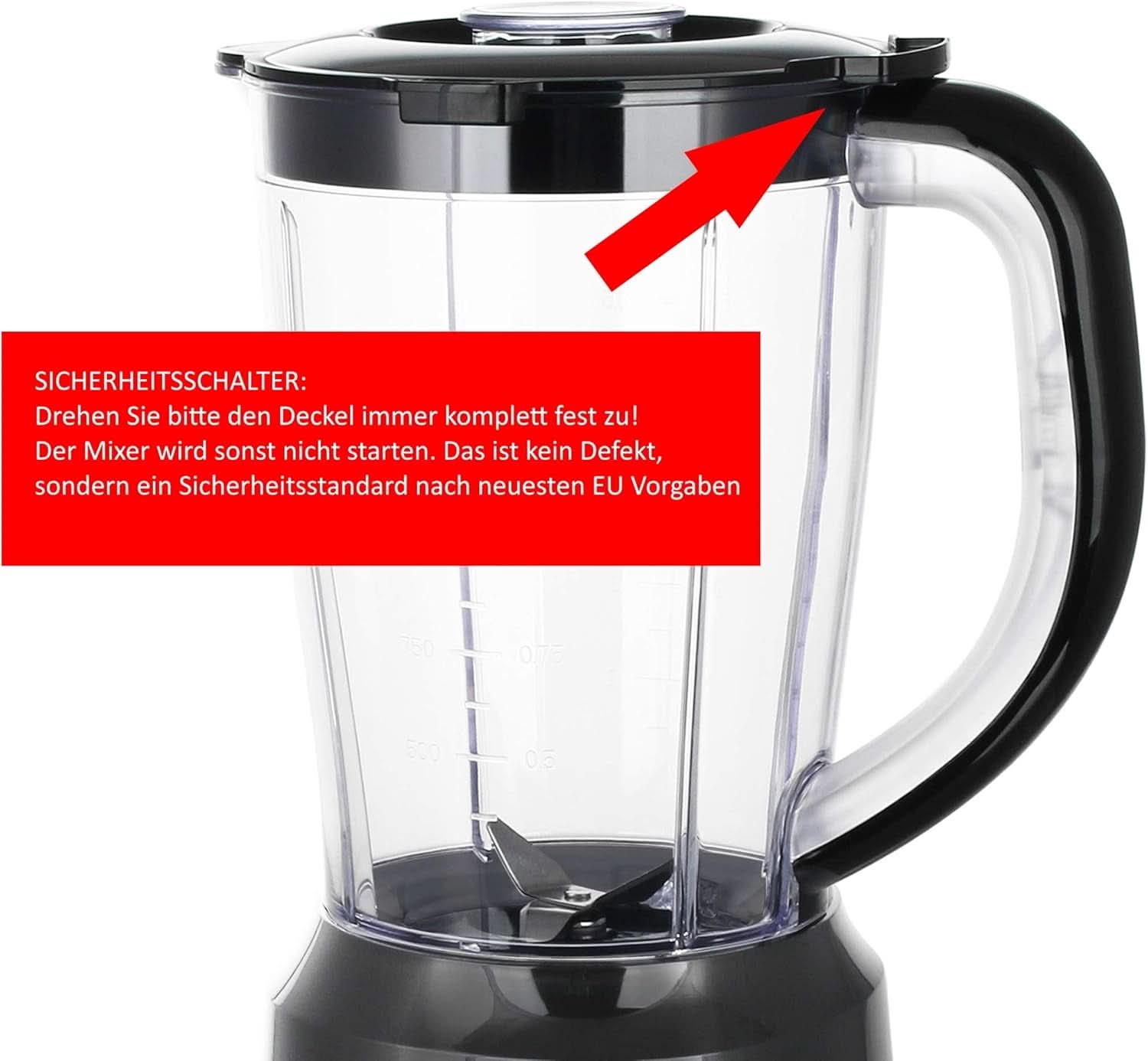Emerio Standmixer BPA Frei Crush Ice Funktion 1,5 l Behälter 2 Geschwindigkeiten + Pulse Funktion Messereinheit Aus Edelstahl Sicherheitsschalter Geschirrspülgeeignet 500 Watt BL-12816.8 Schwarzp.