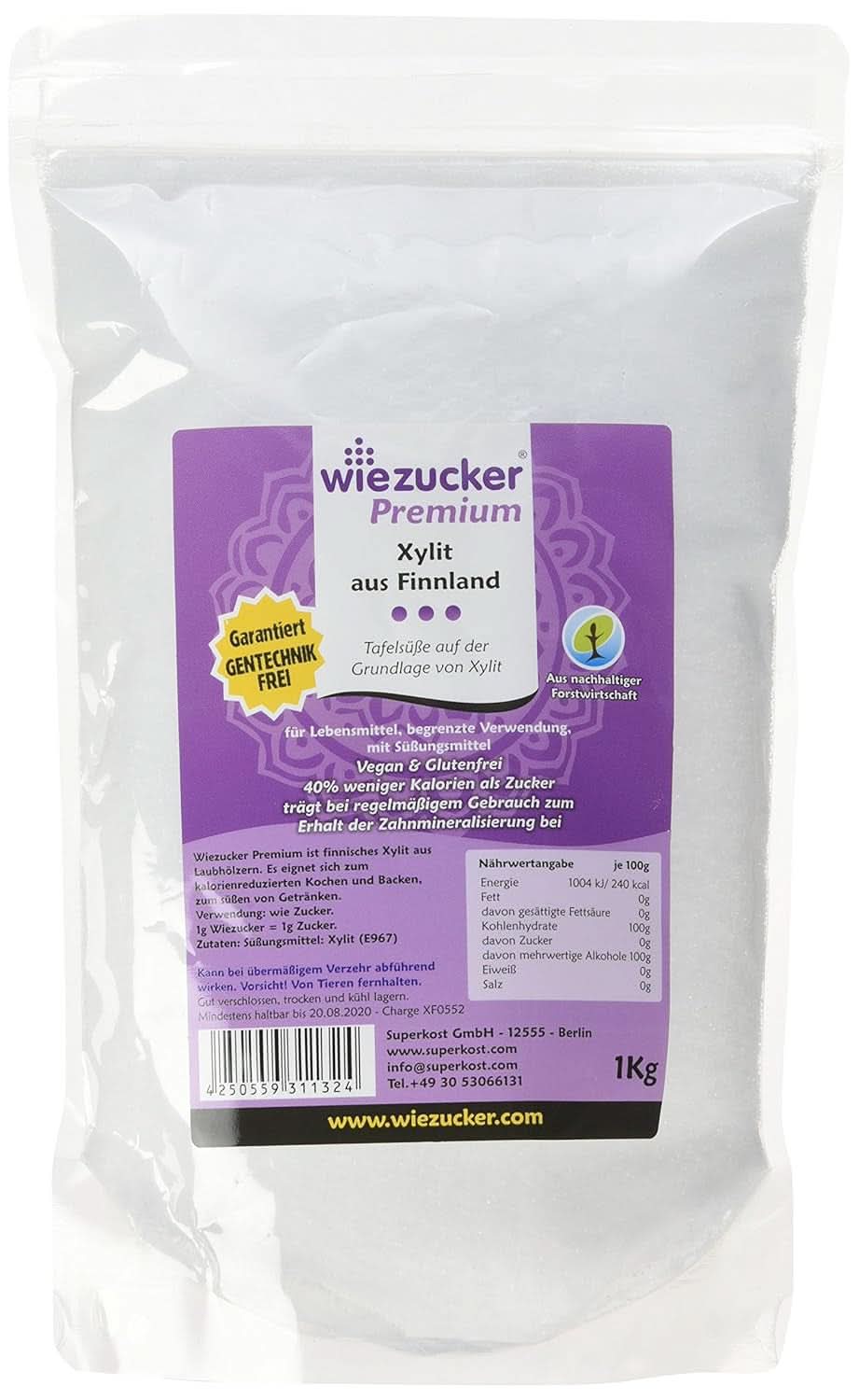 Originální březový cukr z Finska, 1 Kg sladidla Naty Shop