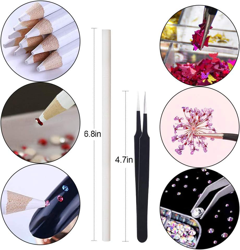 Kalolary sušené květiny na nehty Motýlí flitry Lak na nehty Fólie Samolepky na nehty Pinzeta Kamínky na nehty Kamínky na nehty Tužka pro 3D design nehtů DIY dekorace