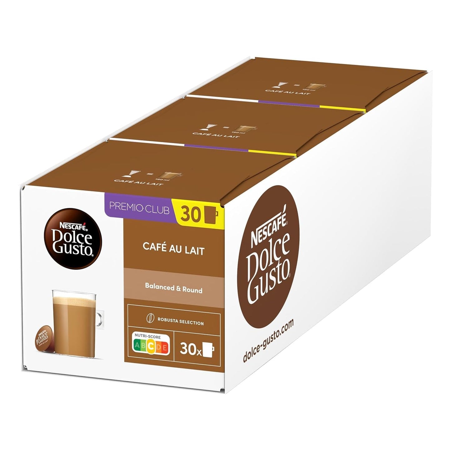NESCAFÉ DOLCE GUSTO Café au Lait Kaffeekapseln 3er Vorratspack (3 x 30 kapslí)