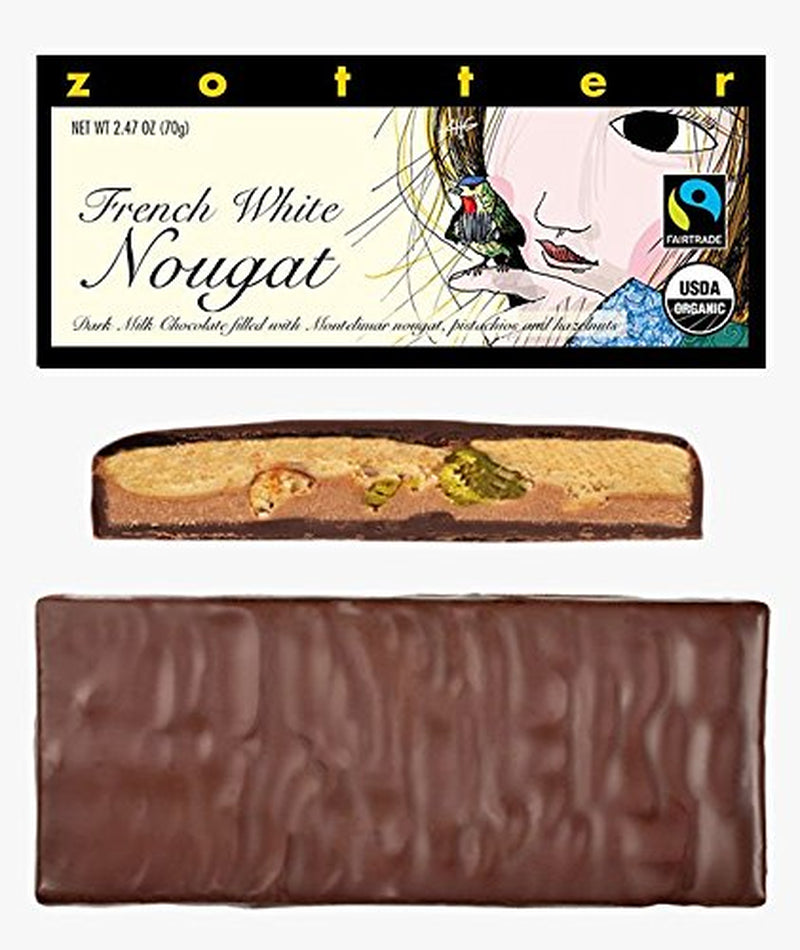 Mléčná čokoláda a francouzský nugát, ruční práce (70 g) - Bio