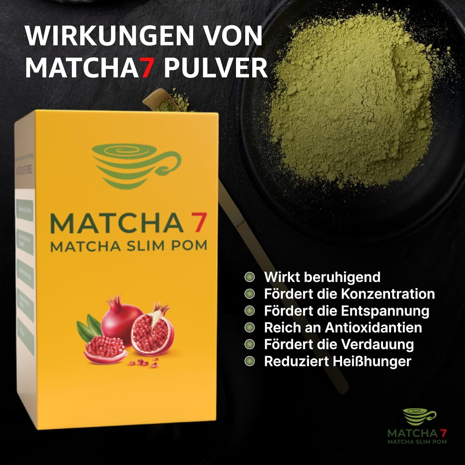 ® Ceremonial Matcha Powder X Granátové jablko 100G [Podporuje hubnutí a metabolismus] - Zelený čaj pro aktivní a zdravý životní styl - Zelený čaj bez přísad (čistý a přírodní)