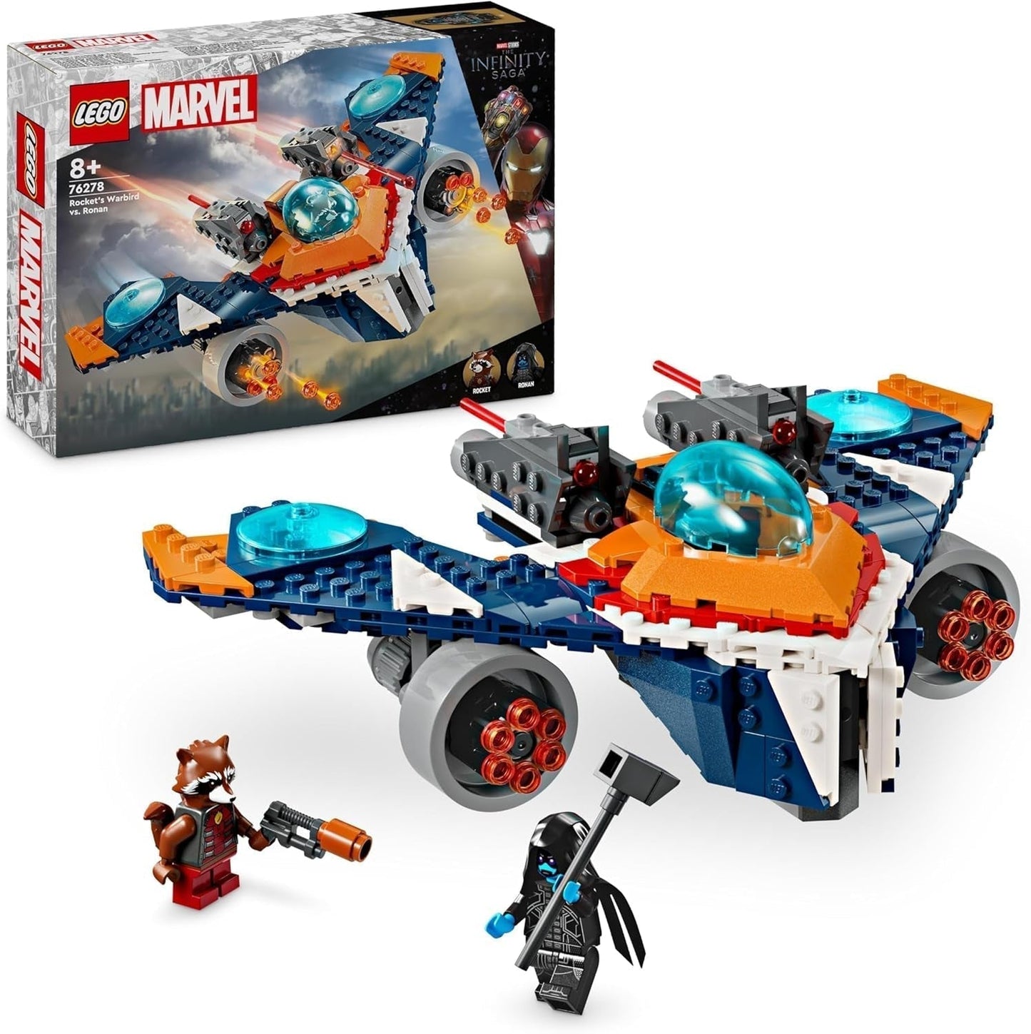 LEGO Marvel Rockets Spaceship vs. Ronan sestavitelná sada vesmírné lodi Guardians of the Galaxy Postava superhrdiny Dárek pro chlapce a dívky 8 let 76278 Stavebnice Besuche den LEGO-Store Single