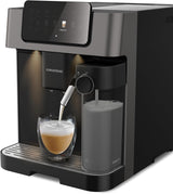 Plně automatický espresso kávovar GRUNDIG KVA 6230 s napěňovačem mléka, nerezový mlýnek s 13 nastaveními mletí, nádoba na kávová zrna 250 g, vyjímatelná nádrž na vodu 2 litry, tlak čerpadla 19 bar, dotykový displej, černá