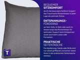 Polštář na čtení Traumnacht Cozy Back Cushion, 70 x 40 cm tmavě šedý, snímatelný a pratelný potah ze 100% polyesteru, praktická boční kapsa, certifikováno Oeko-Tex, vyrobeno podle německých norem kvality