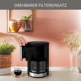 Espresso kávovar Krups KM3210 Pro Aroma Plus, 10 šálků, 1,25 l, udržování teploty po dobu 30 minut, viditelné okénko hladiny vody, systém proti odkapávání, černý s nerezovými aplikacemi