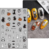 JMEOWIO Nálepka na nehty Halloween 8 Blatt Nálepka na nehty Selbstklebend Nagelaufkleber Totenkopf Horror Geist Hexe Spinnennetz Fledermaus Kürbis Spukdekoration Nageldesign Zubehör