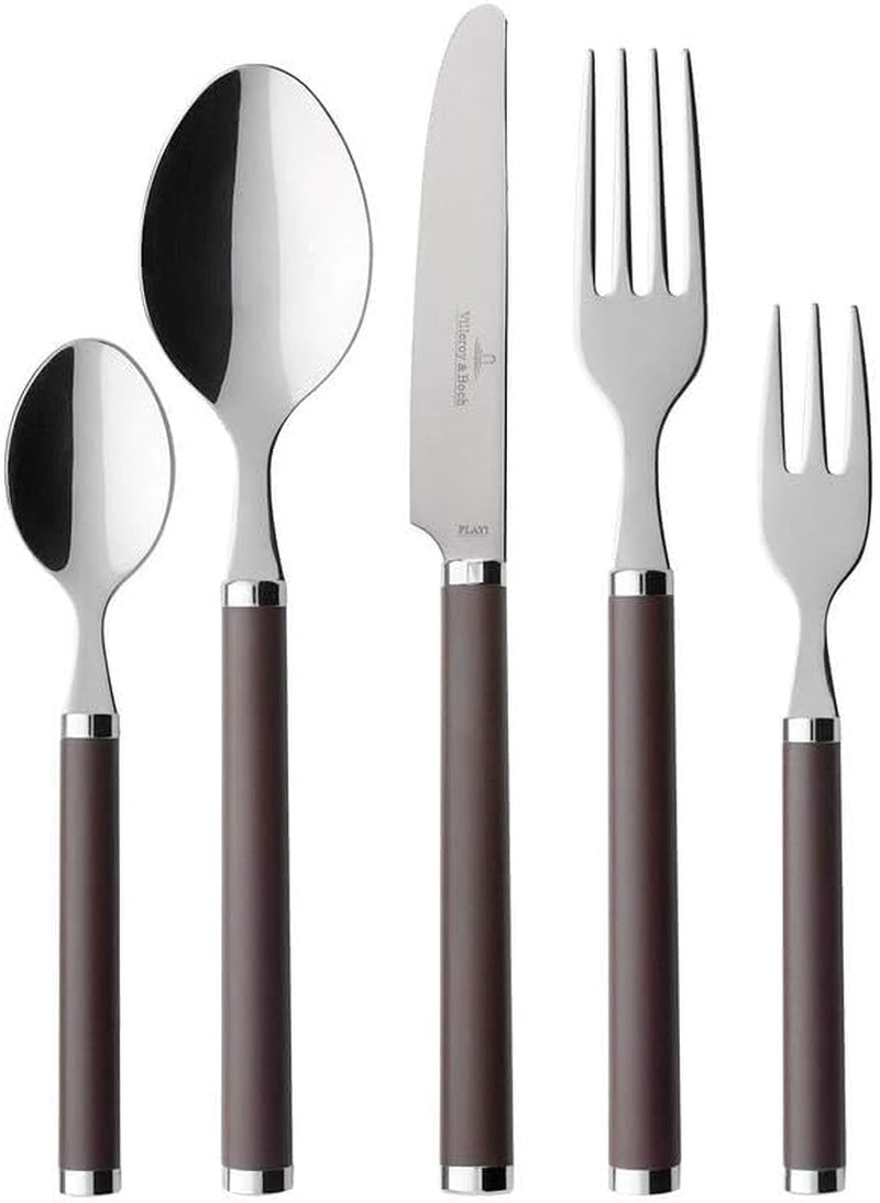 Příbor Villeroy And Boch Play Chocolate Brown, až pro 6 osob, 30 kusů, nerezová ocel, hnědá plastová rukojeť Kitchen Naty Shop