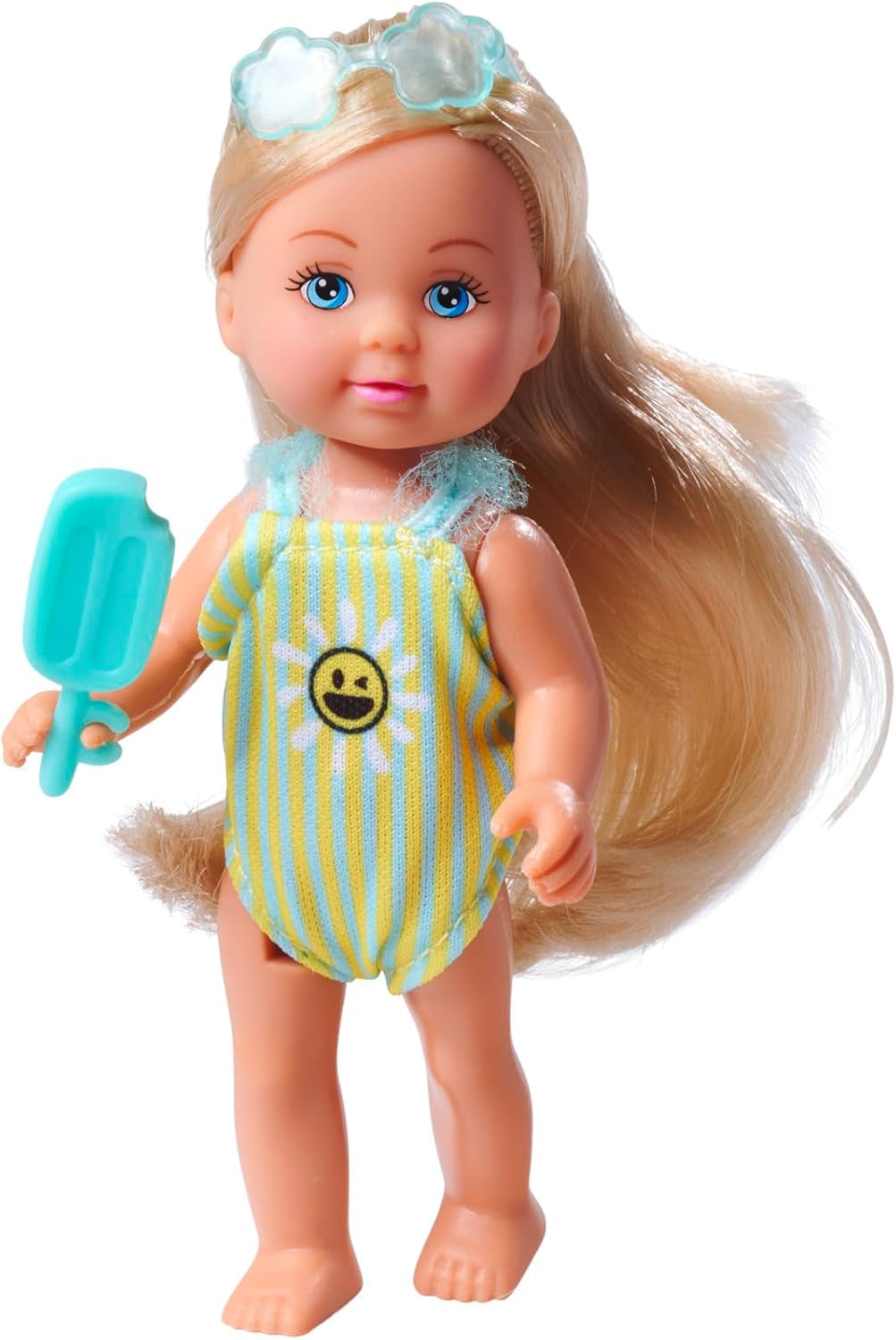 Simba Evi Love Travel, 2 různé modely, bude doručena pouze jedna položka, panenka v kufru na kolečkách, nosí nařasené plavky, obsahuje sluneční brýle a zmrzlinu, 12 cm, věk 3+