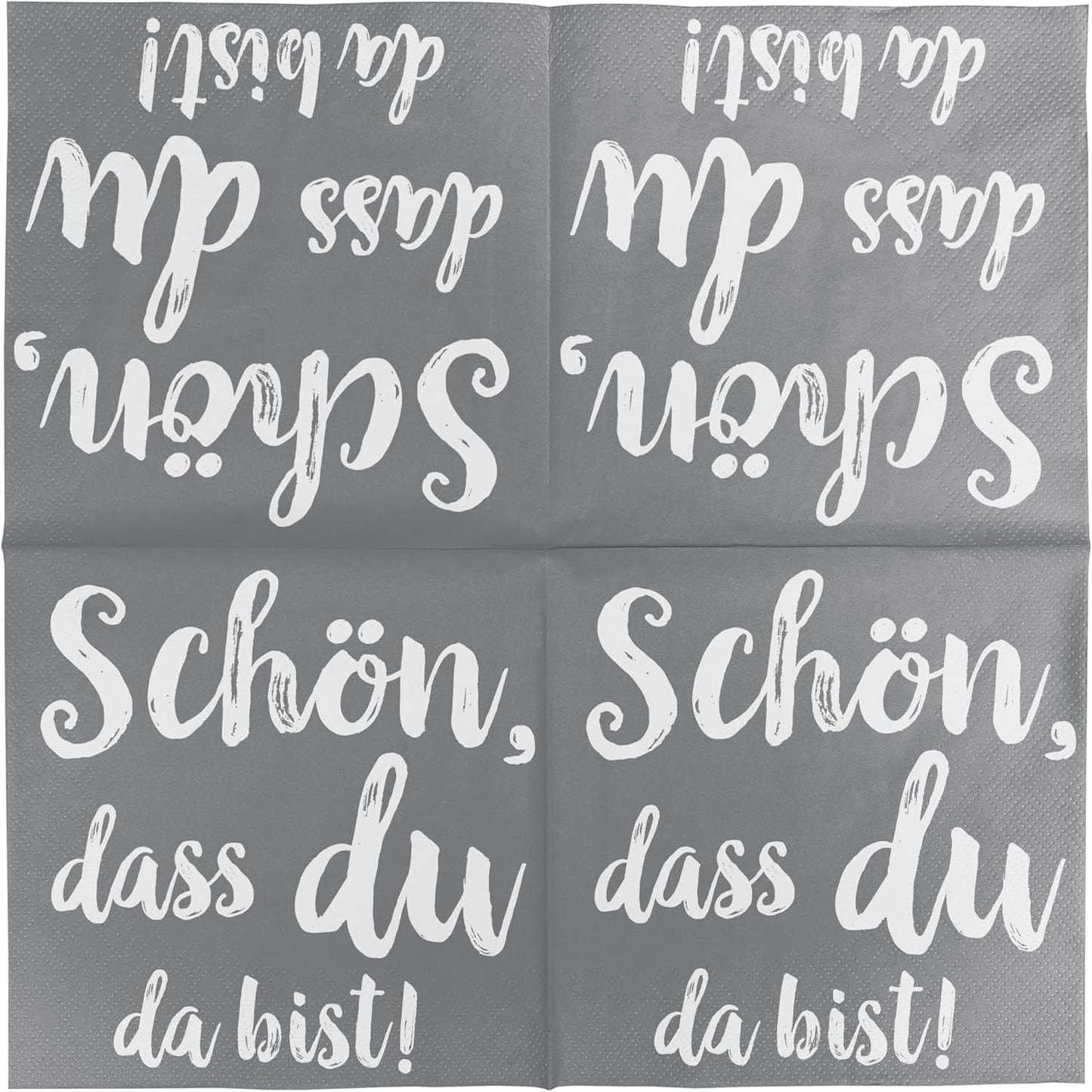 Koktejlové ubrousky HEKU 'Schön Dass Du Da Bist', 3 vrstvy, 25X25Cm, 150 kusů I Elegantní design I Ideální na oslavy I Prakticky zabalené