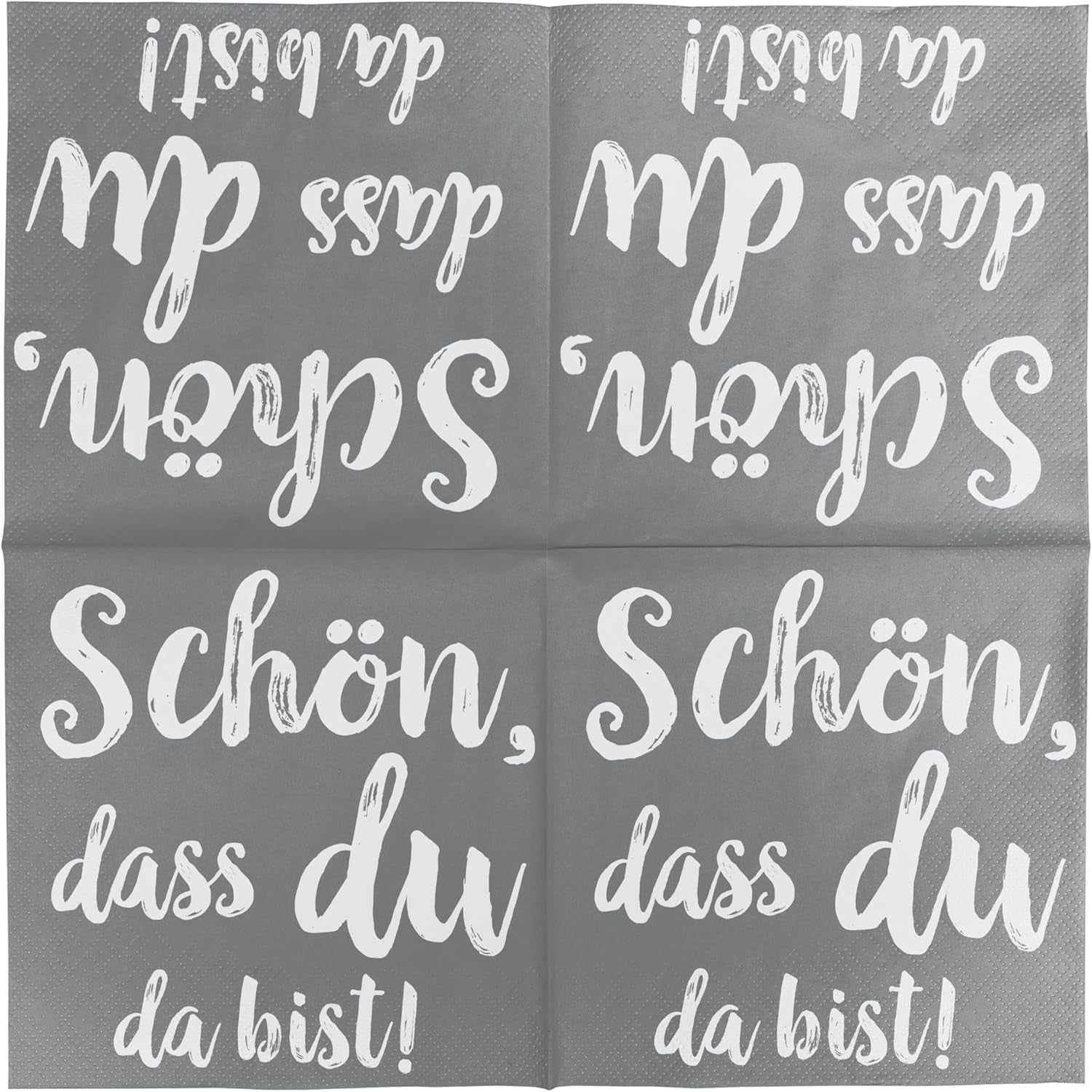 Koktejlové ubrousky HEKU 'Schön Dass Du Da Bist', 3 vrstvy, 25X25Cm, 150 kusů I Elegantní design I Ideální na oslavy I Prakticky zabalené