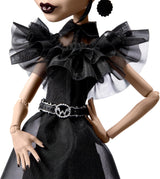 Panenka Monster High Wednesday, sběratelská figurka Rave'N Wednesday v černých šatech inspirovaných taneční scénou Goth, prémiové doplňky a stojan na panenky, panenky Naty Shop HXJ03