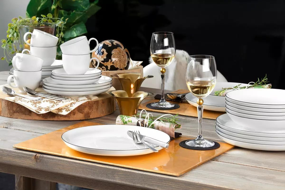 Seltmann Weiden - Lido Black Line - 36dílná sada nádobí - porcelán (včetně 6 hrnků na kávu)