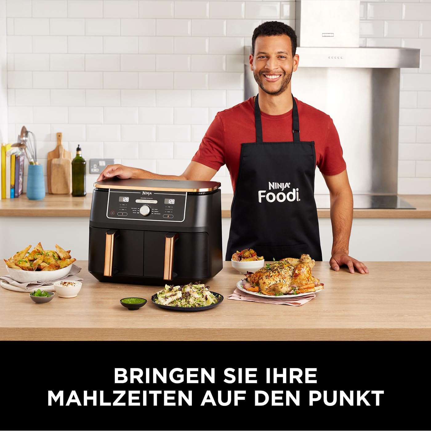 Dvouzónová vzduchová fritéza Ninja Foodi AF400EUCP MAX, vzduchová fritéza 9,5 l, 2 přihrádky, s kleštěmi, nepřilnavý povrch Domácí spotřebiče Naty Shop
